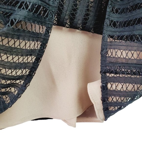 JAYGODFREY Black Over Nude Overlay Big Shoulder Sheath Dress, Sz 4 - Picture 6 of 7